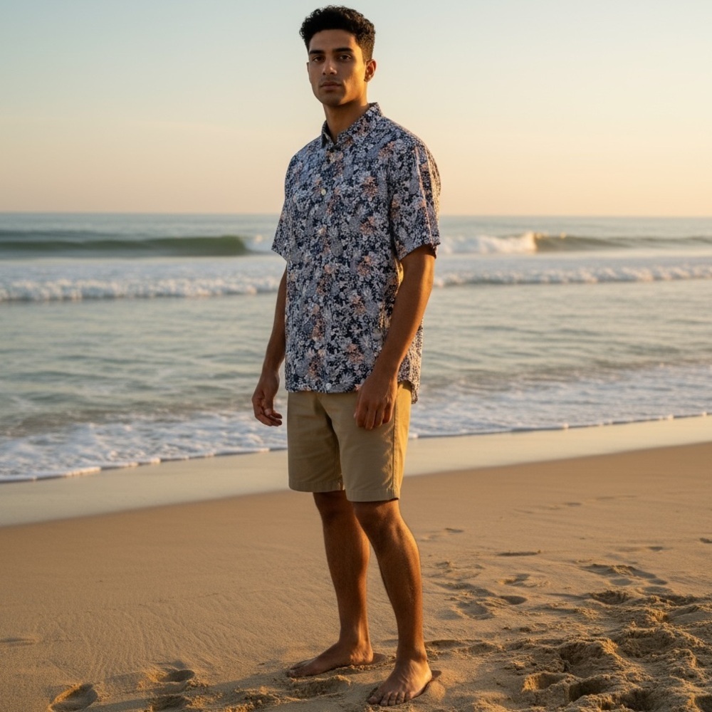 Nautica Men’s XL Classic Fit Stretch Pineapple Shirt Resort Cruise Vacation - Picture 7 of 12